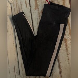 SPANX Black Leggings with Cream Stripe